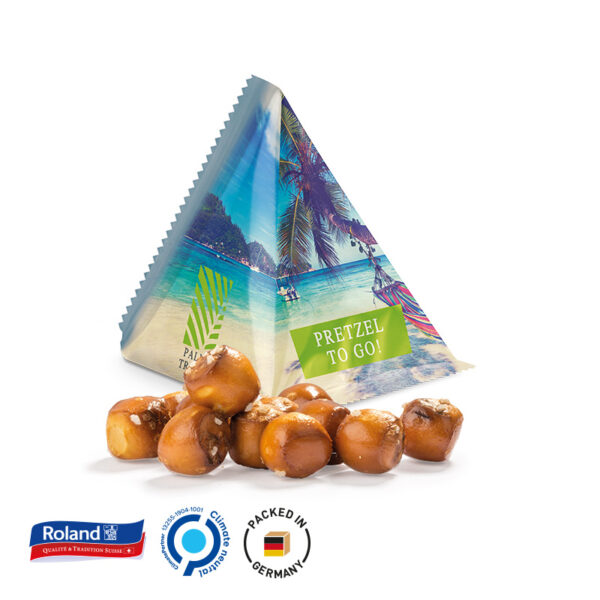 Snack trekant pose med Pretzl balls og logo tryk